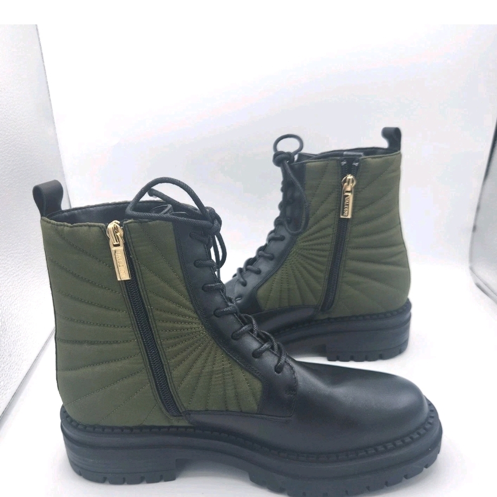Valdini Klip Olive Green Gold Zip Velour Lining Ankle Boots Womens Size 8.5 NEW - Picture 10 of 14